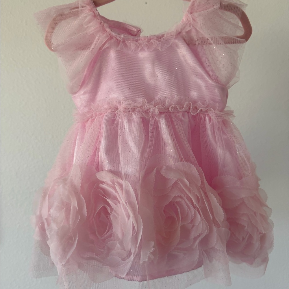 Pink Tulle Dress with Floral Accents